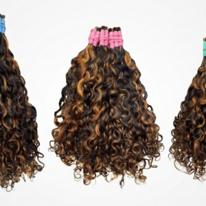 Cabelo 100% Humano Brasileiro Cacheado- Iluminado com mechas- Fio a Fio